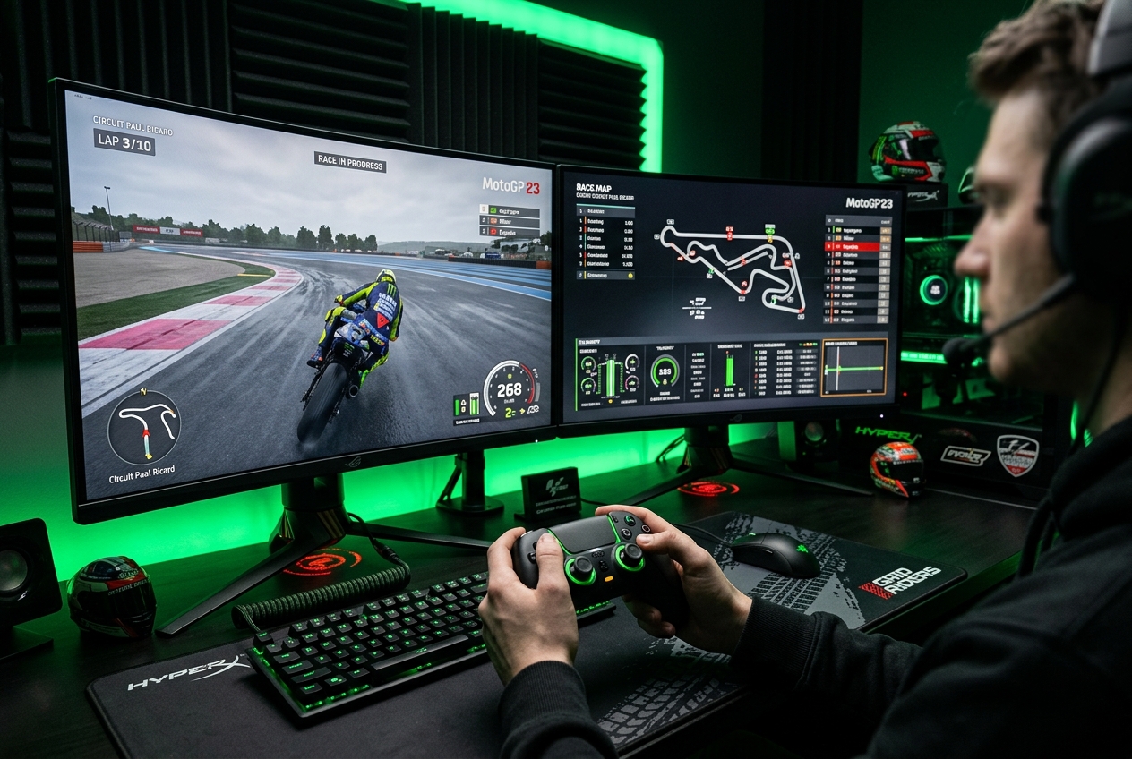 Pemandangan pedesaan dari atas motor virtual
