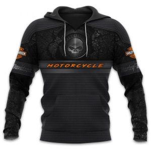 Black Harley Davidson Motorcycles Willie G Skull 3D Hoodie All Over Printed