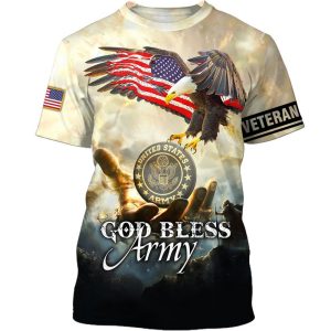 American Veterans Memorial God Bless Army 3D Hoodie All Over Printed