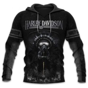 Grim Reaper Black Harley Davidson Motorcycles 3D Hoodie All Over Printed