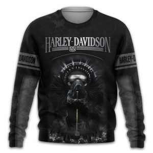 Grim Reaper Black Harley Davidson Motorcycles 3D Hoodie All Over Printed