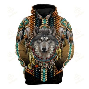 Wolf Dream Catcher Native American Parttern 3D Hoodie All Over Printed