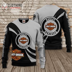 Harley Davidson Motorcycles Black Grey 3D Long Sleeve All Over Printed