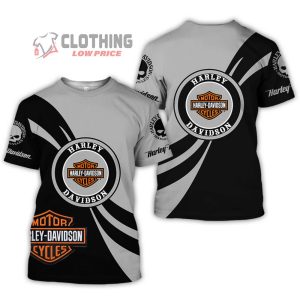 Harley Davidson Motorcycles Black Grey 3D Long Sleeve All Over Printed