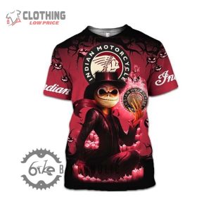 Halloween Indian Motorcycle Jack Skellington 3D Hoodie All Over Printed