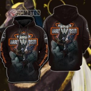 Bastet and Anubis God Harley Davidson 3D Hoodie All Over Print