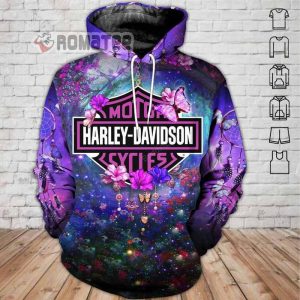 Dream Catcher Harley Davidson Motorcycles Purple Flowers Butterflies 3D Hoodie All Over Print