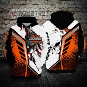 American Flag Eagle Smoke Skull Harley Davidson 3D All Over Print Hoodie