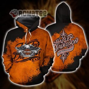 An American Legend Harley Davidson Eagle Vintage Black Orange 3D All Over Print Hoodie