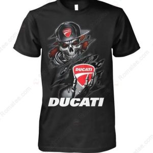 Ducati Skull Biker Logo Art Tee – Edgy Motorcycle Graphic Shirt for Riders