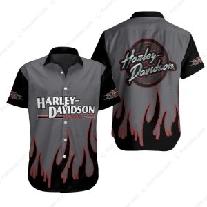 Harley-Davidson Racing Flame Graphic Shirt with Bold Flame Art and Iconic Logo Design